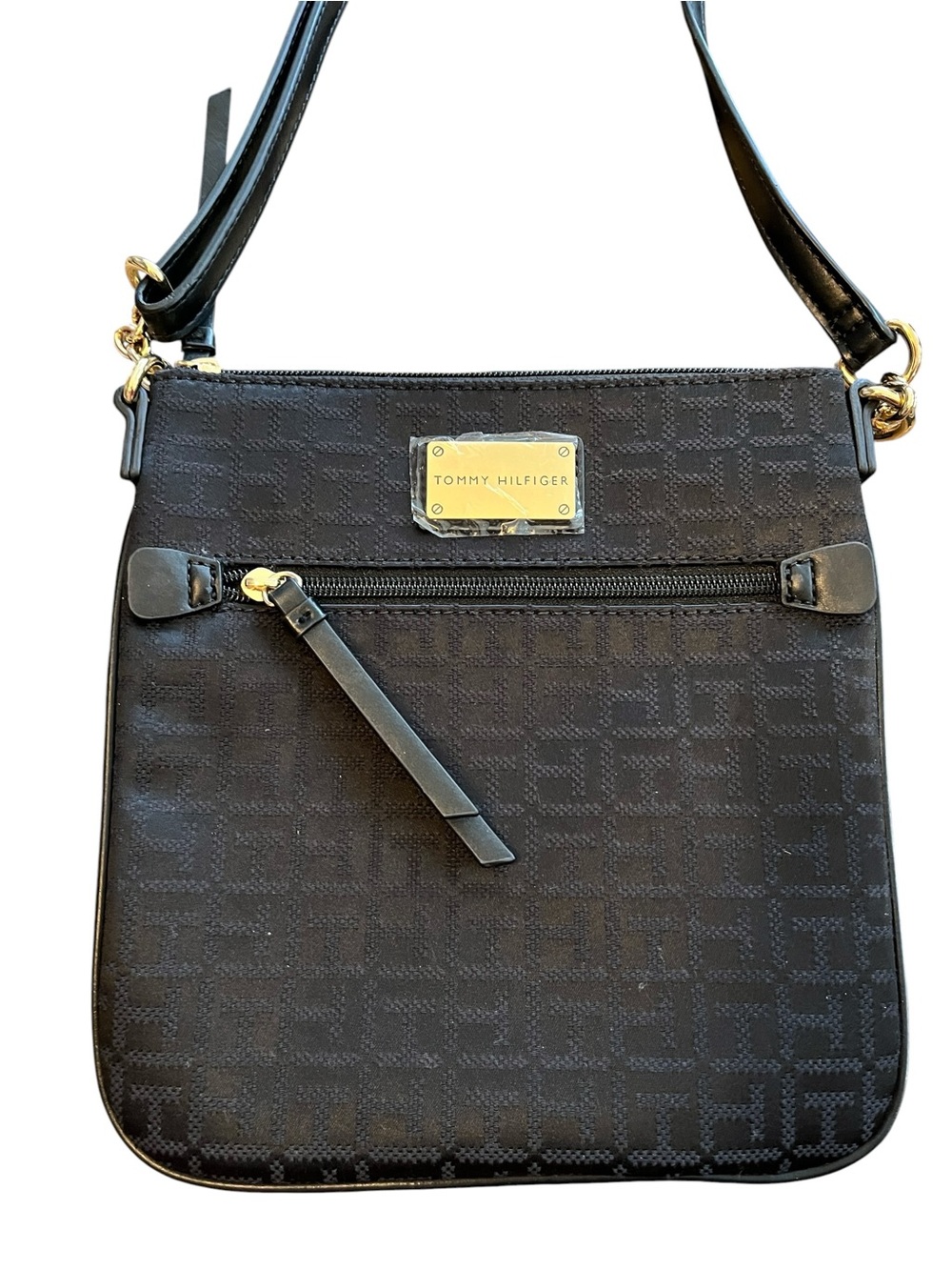 NWOT Tommy Hilfiger Black Canvas Crossbody Messenger Bag